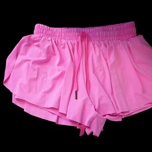 Luogongzi Women's 2 in 1 Flowy Running Shorts Gym Yoga Shorts Pink size M
